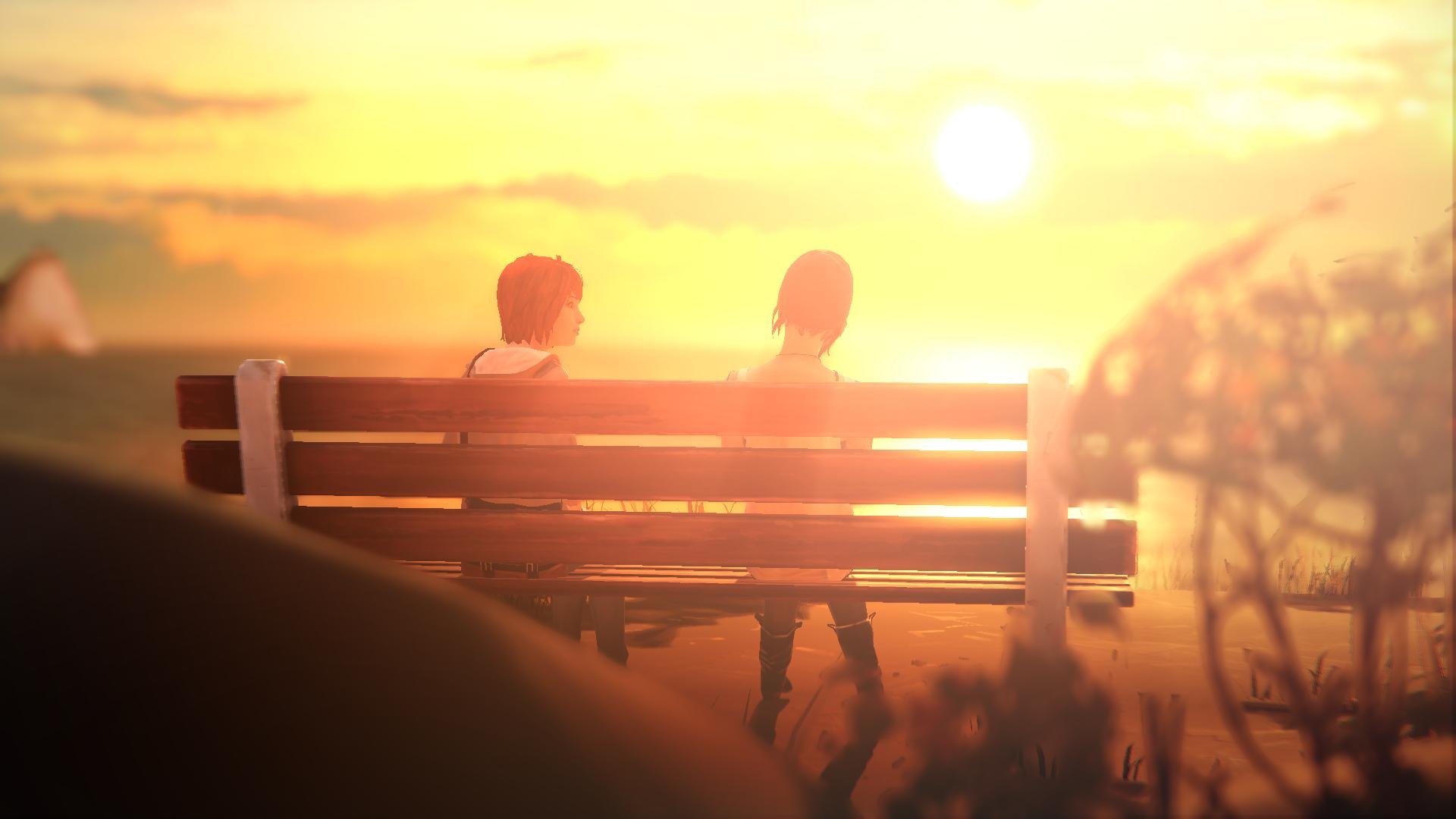 Max e Chloe no banco do farol